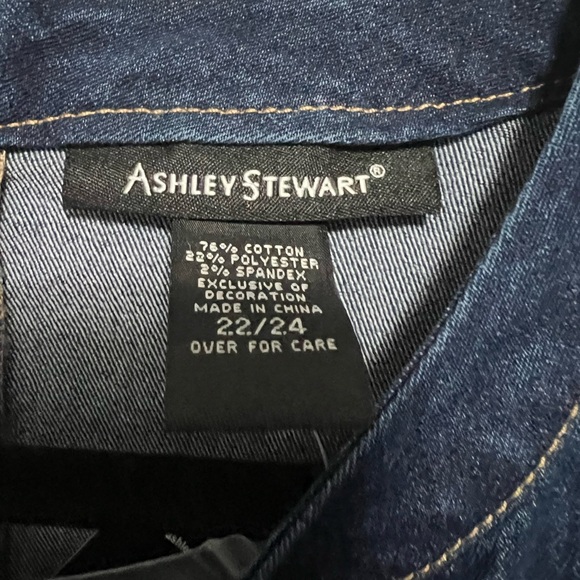 ASHLEY STEWART Dark Rinse Denim Neck Bow Dress- Sz 22-24 - Picture 4 of 4